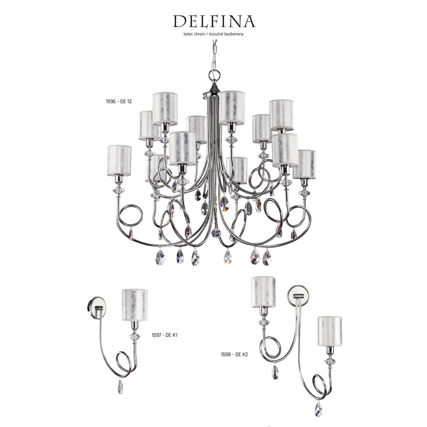Jupiter 1598 - DE K2 CH - Kristalna zidna lampa DELFINA 2xE14/40W