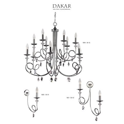 Jupiter 1601 - DK K2 CH - Zidna lampa DAKAR 2xE14/40W