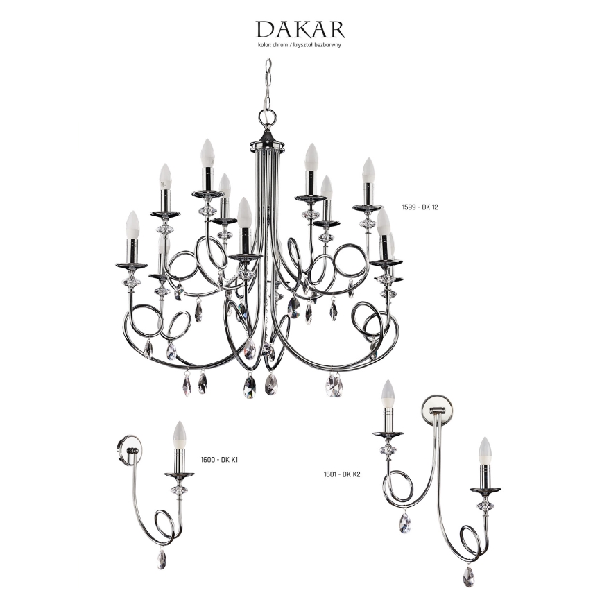 Jupiter 1601 - DK K2 CH - Zidna lampa DAKAR 2xE14/40W