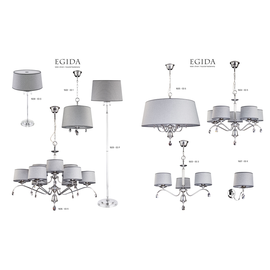 Jupiter 1607 - EG K CH - Zidna lampa EGIDA 1xE27/60W/230V sivo