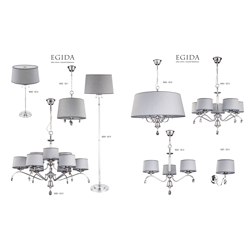 Jupiter 1609 - EG P CH - Kristalna podna lampa EGIDA 3xE27/60W/230V