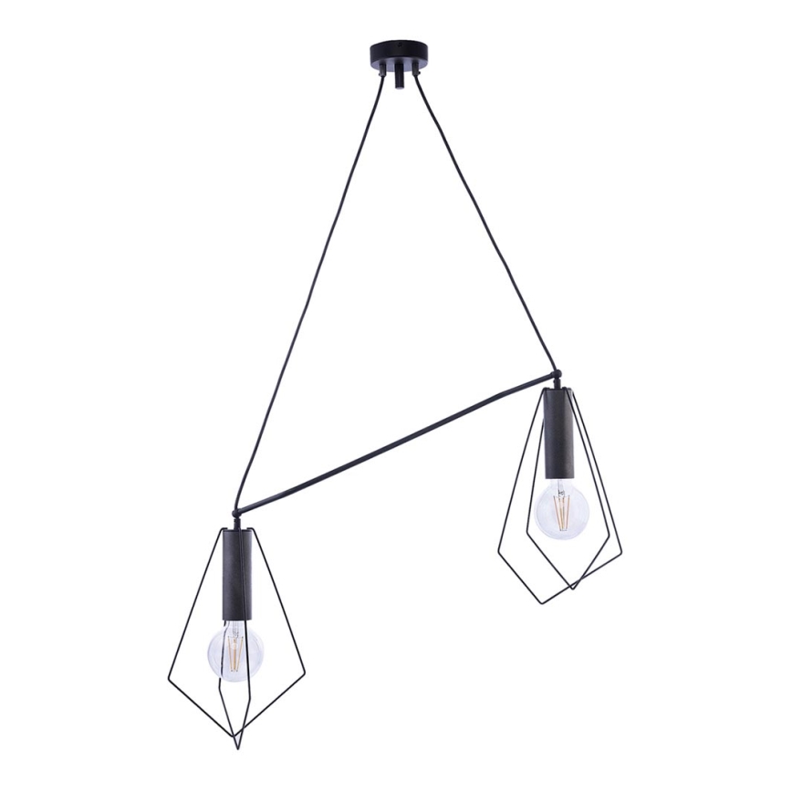 Jupiter 1645 - Luster na sajli KAIR 2xE27/60W/230V crno/grafitno