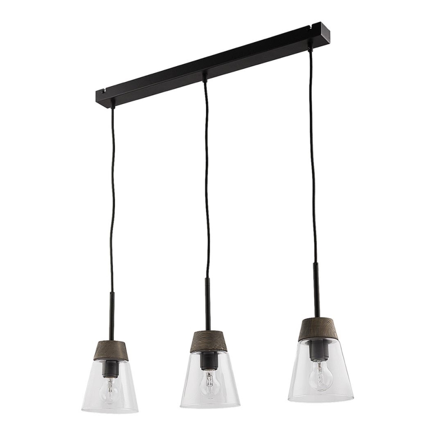 Jupiter 1682 - Luster na sajli DOMINO 3xE27/60W/230V prozirna