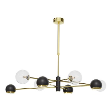 Jupiter 1973 - Viseći luster MOKA 4xGU10/10W/230V + 4xG9/10W/230V zlatna/crno/prozirna