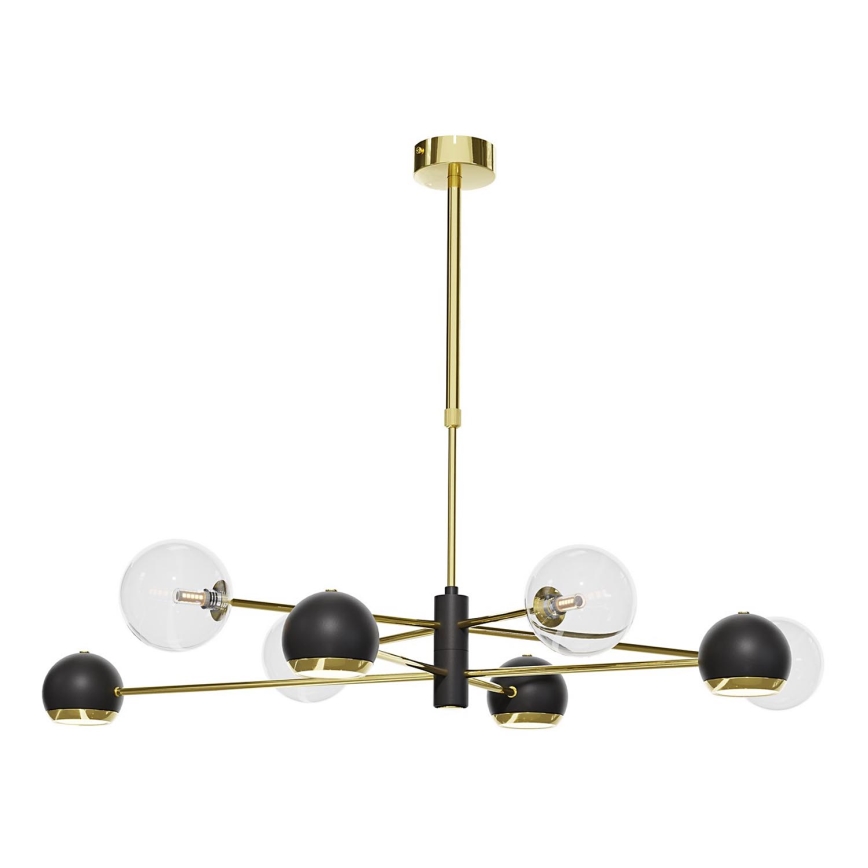 Jupiter 1973 - Viseći luster MOKA 4xGU10/10W/230V + 4xG9/10W/230V zlatna/crno/prozirna