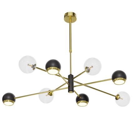 Jupiter 1973 - Viseći luster MOKA 4xGU10/10W/230V + 4xG9/10W/230V zlatna/crno/prozirna