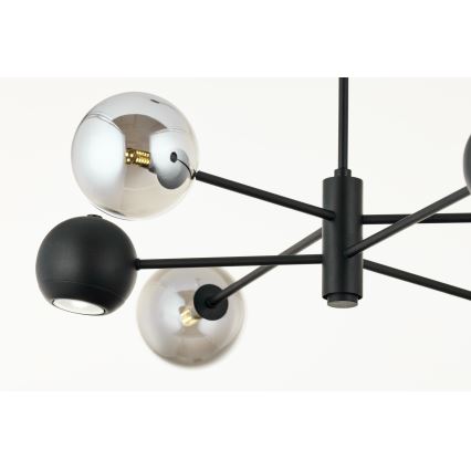 Jupiter 1974 - Luster na šipci MOKA 3xGU10/10W/230V + 3xG9/10W/230V crna/sjajni hrom