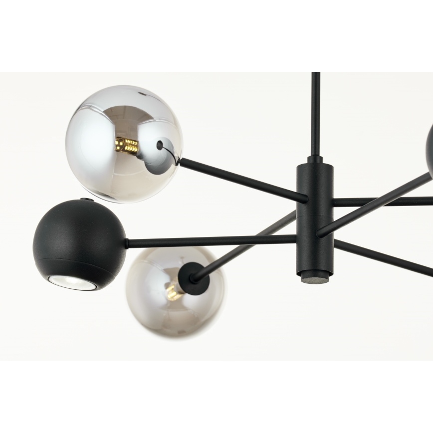 Jupiter 1974 - Luster na šipci MOKA 3xGU10/10W/230V + 3xG9/10W/230V crna/sjajni hrom