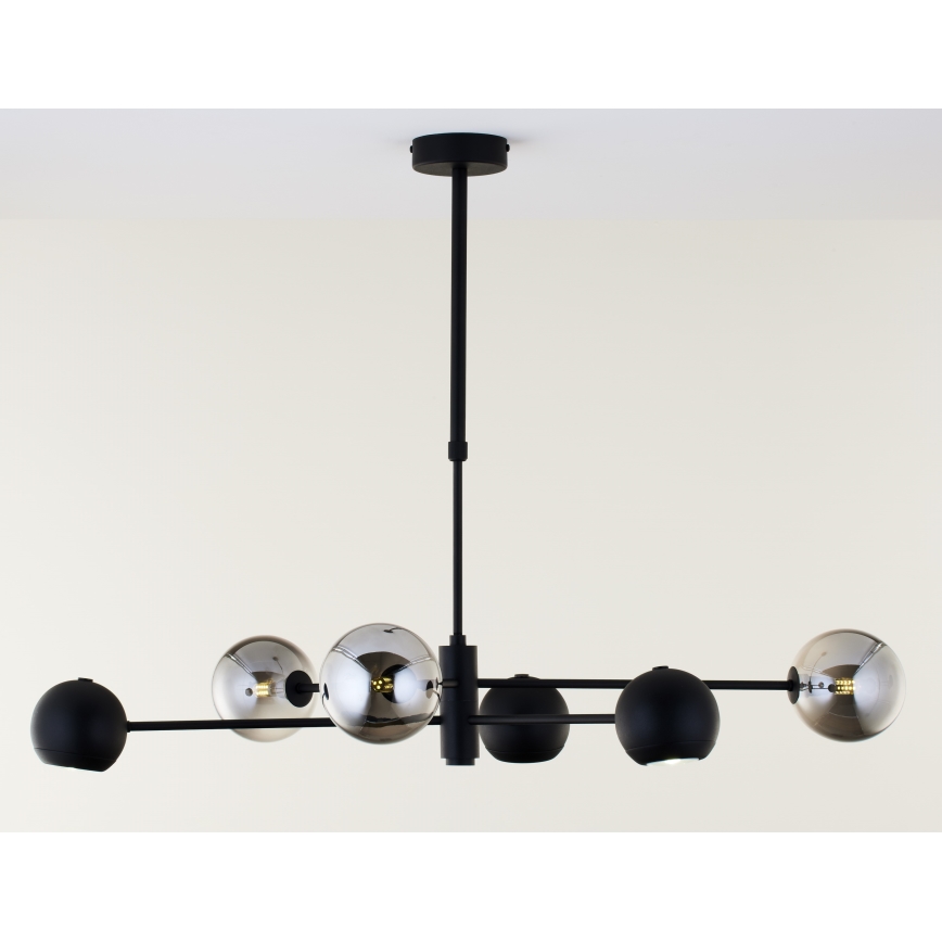 Jupiter 1974 - Viseći luster MOKA 3xGU10/10W/230V + 3xG9/10W/230V crno/sjajni krom