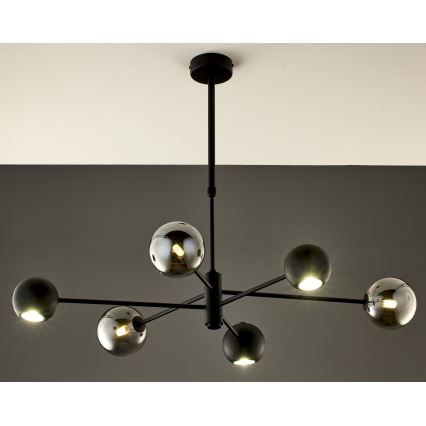 Jupiter 1974 - Viseći luster MOKA 3xGU10/10W/230V + 3xG9/10W/230V crno/sjajni krom
