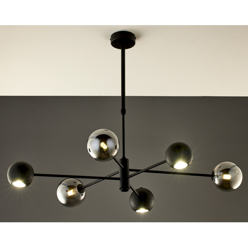 Jupiter 1974 - Viseći luster MOKA 3xGU10/10W/230V + 3xG9/10W/230V crno/sjajni krom