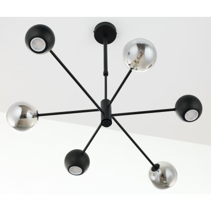 Jupiter 1974 - Viseći luster MOKA 3xGU10/10W/230V + 3xG9/10W/230V crno/sjajni krom
