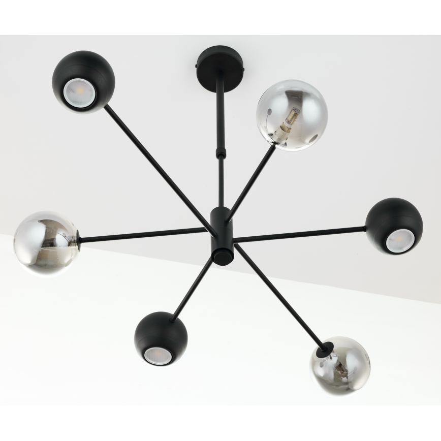 Jupiter 1974 - Viseći luster MOKA 3xGU10/10W/230V + 3xG9/10W/230V crno/sjajni krom