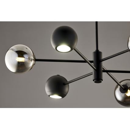 Jupiter 1974 - Viseći luster MOKA 3xGU10/10W/230V + 3xG9/10W/230V crno/sjajni krom