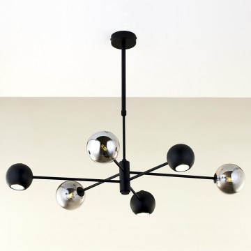Jupiter 1974 - Viseći luster MOKA 3xGU10/10W/230V + 3xG9/10W/230V crno/sjajni krom