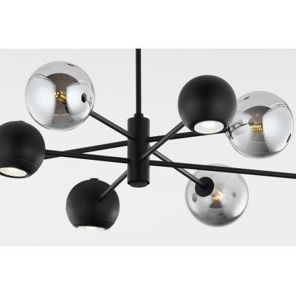 Jupiter 1975 - Luster na šipci MOKA 4xGU10/10W/230V + 4xG9/10W/230V crna/sjajni hrom