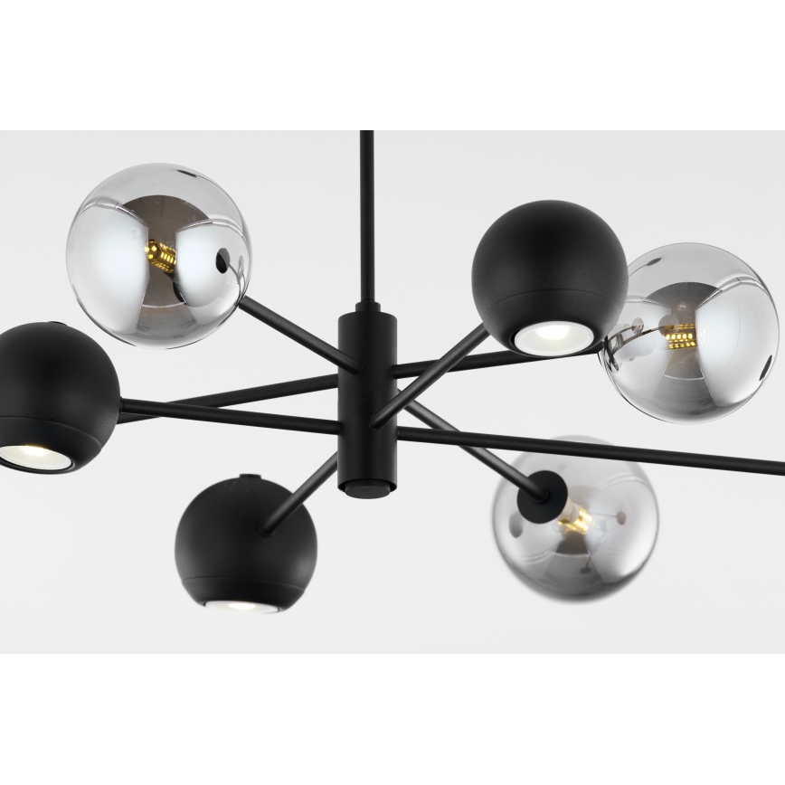 Jupiter 1975 - Luster na šipci MOKA 4xGU10/10W/230V + 4xG9/10W/230V crna/sjajni hrom