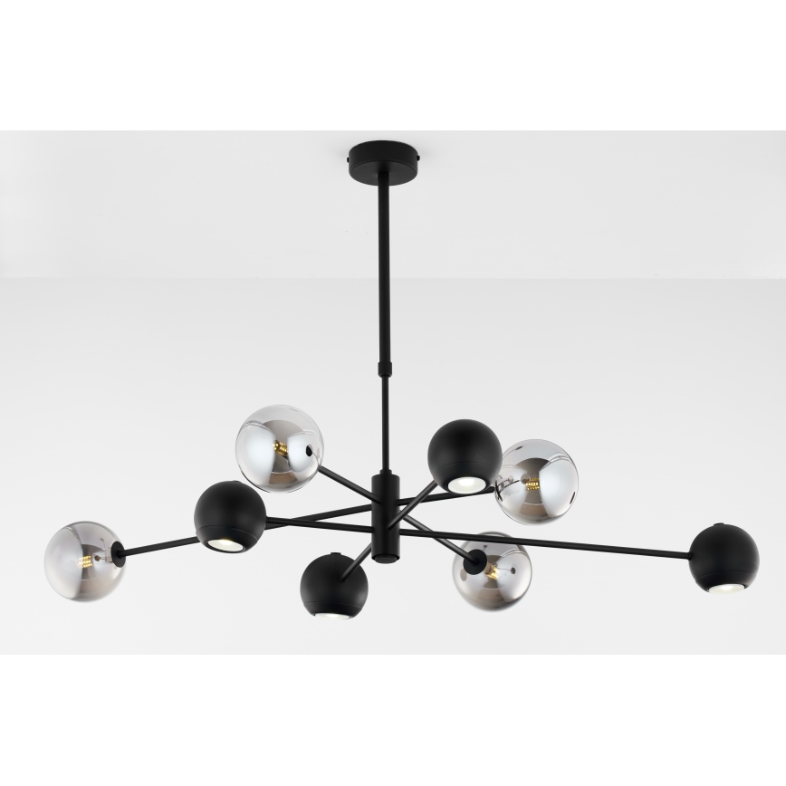 Jupiter 1975 - Luster na šipci MOKA 4xGU10/10W/230V + 4xG9/10W/230V crna/sjajni hrom