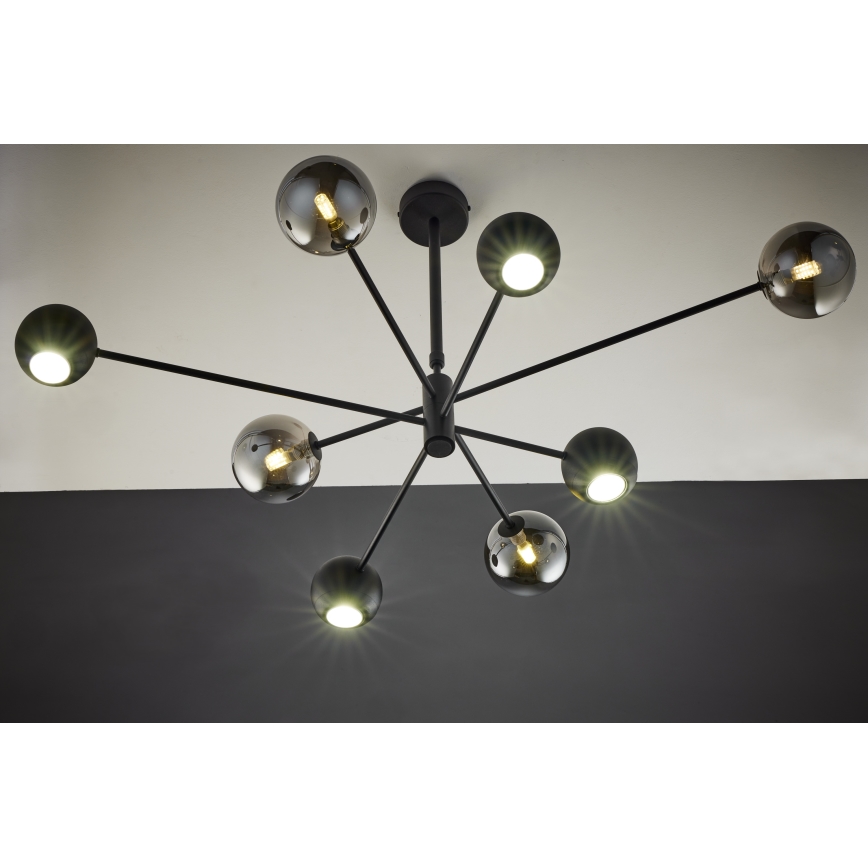 Jupiter 1975 - Luster na šipci MOKA 4xGU10/10W/230V + 4xG9/10W/230V crna/sjajni hrom