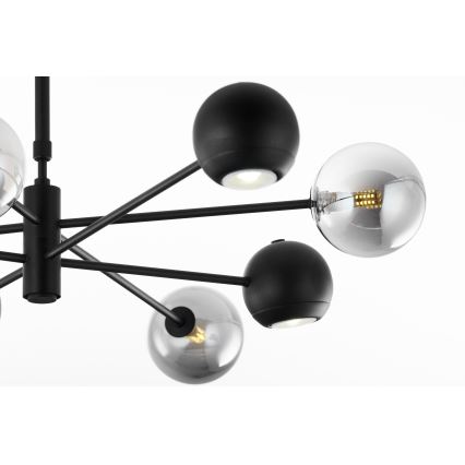 Jupiter 1975 - Luster na šipci MOKA 4xGU10/10W/230V + 4xG9/10W/230V crna/sjajni hrom