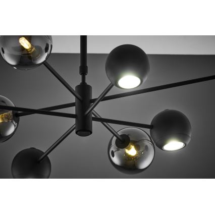 Jupiter 1975 - Luster na šipci MOKA 4xGU10/10W/230V + 4xG9/10W/230V crna/sjajni hrom