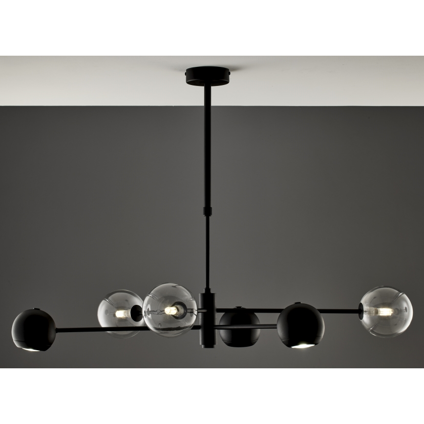 Jupiter 1995 - Viseći luster MOKA 3xGU10/10W/230V + 3xG9/10W/230V crno/prozirna