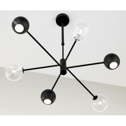 Jupiter 1995 - Viseći luster MOKA 3xGU10/10W/230V + 3xG9/10W/230V crno/prozirna