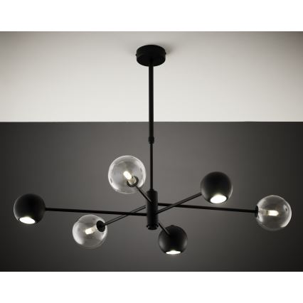 Jupiter 1995 - Viseći luster MOKA 3xGU10/10W/230V + 3xG9/10W/230V crno/prozirna