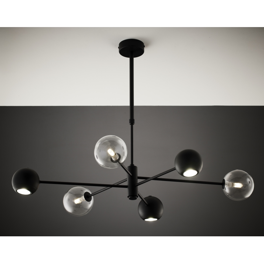 Jupiter 1995 - Viseći luster MOKA 3xGU10/10W/230V + 3xG9/10W/230V crno/prozirna