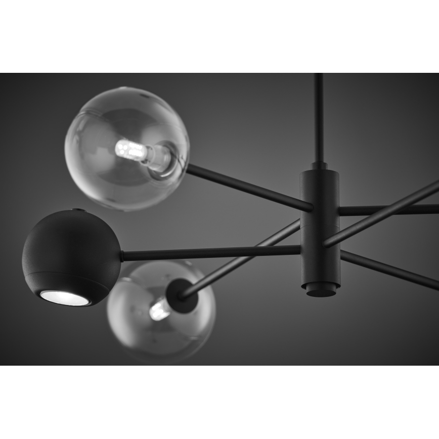 Jupiter 1995 - Viseći luster MOKA 3xGU10/10W/230V + 3xG9/10W/230V crno/prozirna