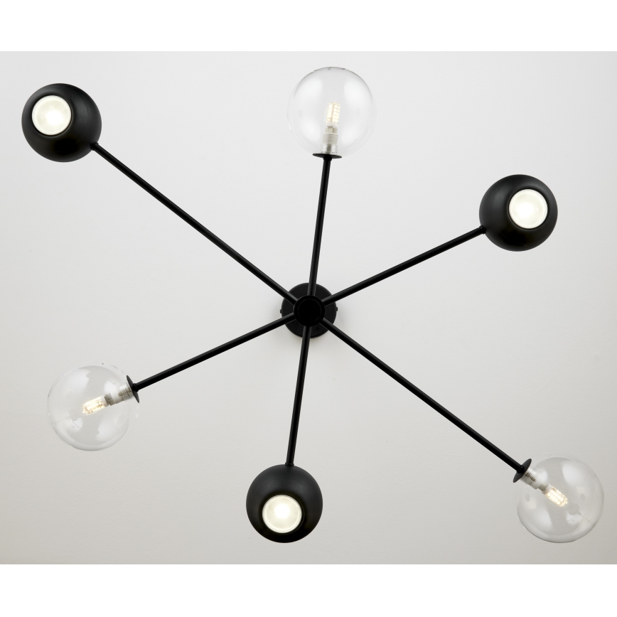 Jupiter 1995 - Viseći luster MOKA 3xGU10/10W/230V + 3xG9/10W/230V crno/prozirna