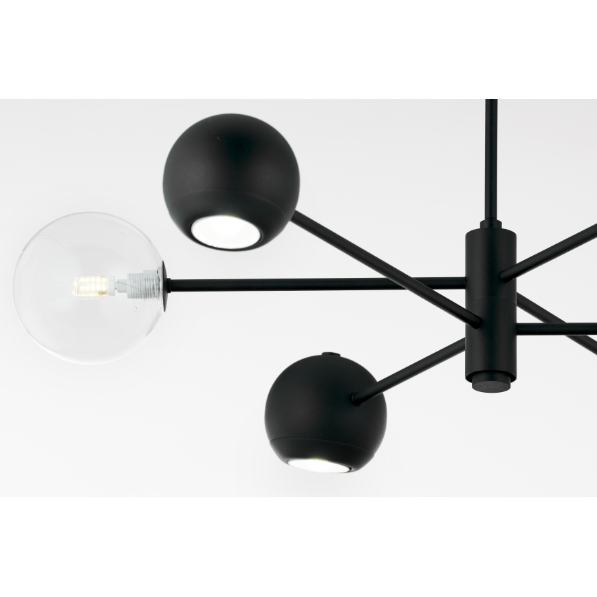 Jupiter 1995 - Viseći luster MOKA 3xGU10/10W/230V + 3xG9/10W/230V crno/prozirna