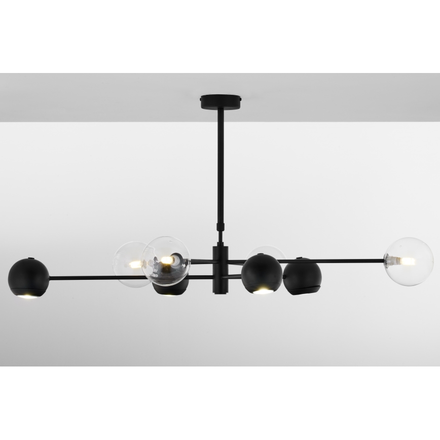 Jupiter 1996 - Viseći luster MOKA 4xGU10/10W/230V + 4xG9/10W/230V crno/prozirna