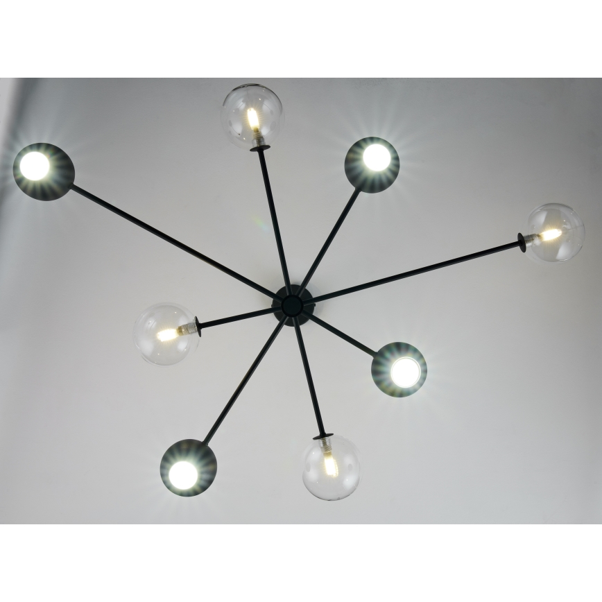 Jupiter 1996 - Viseći luster MOKA 4xGU10/10W/230V + 4xG9/10W/230V crno/prozirna