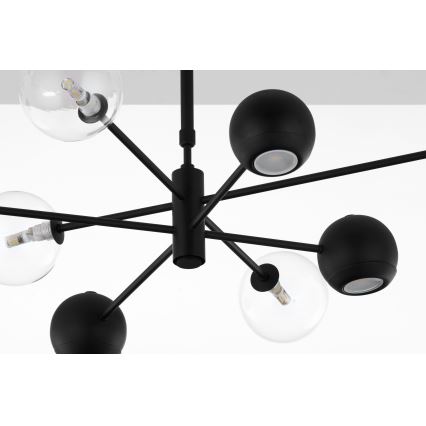 Jupiter 1996 - Viseći luster MOKA 4xGU10/10W/230V + 4xG9/10W/230V crno/prozirna