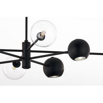 Jupiter 1996 - Viseći luster MOKA 4xGU10/10W/230V + 4xG9/10W/230V crno/prozirna