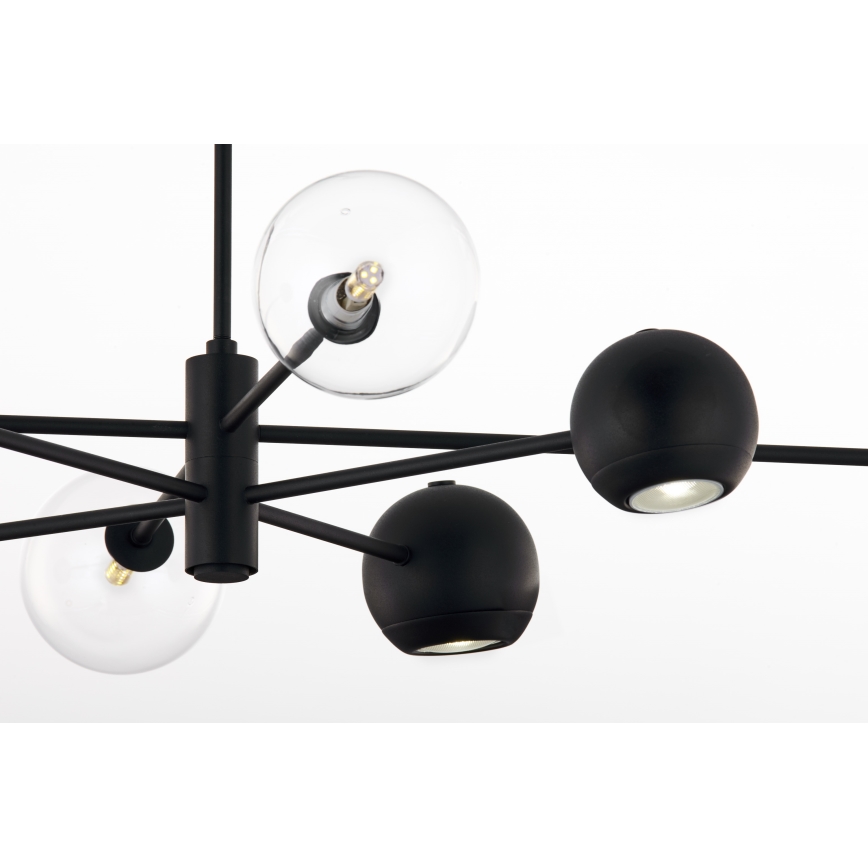 Jupiter 1996 - Viseći luster MOKA 4xGU10/10W/230V + 4xG9/10W/230V crno/prozirna