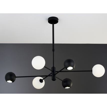 Jupiter 1997 - Viseći luster MOKA 3xGU10/10W/230V + 3xG9/10W/230V crno/bela