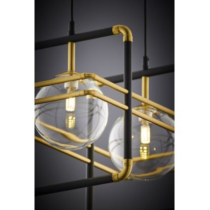 Jupiter 2029 - Luster na sajli FIORI 2xG9/10W/230V crno/zlatna/prozirna