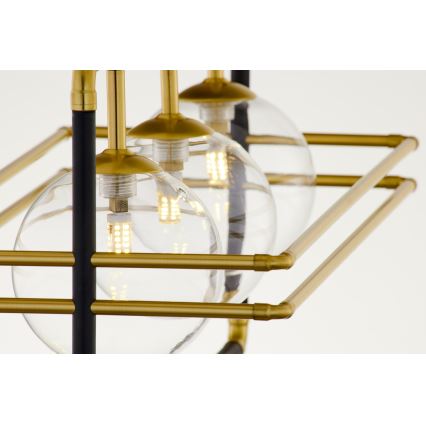 Jupiter 2030 - Luster na sajli FIORI 3xG9/10W/230V crno/zlatna/prozirna
