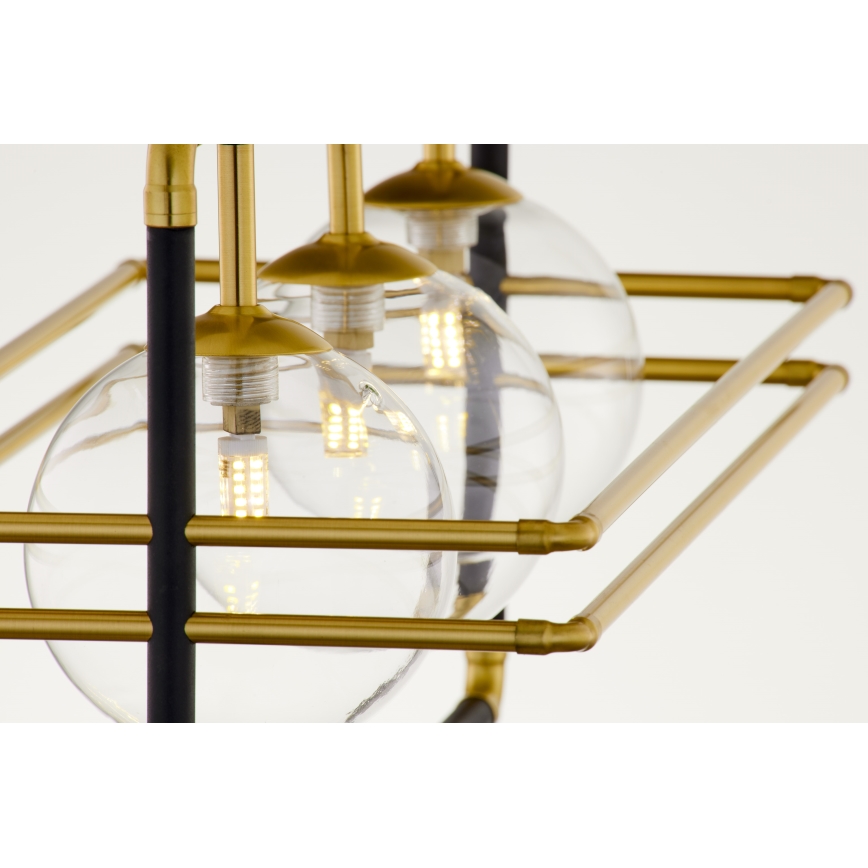 Jupiter 2030 - Luster na sajli FIORI 3xG9/10W/230V crno/zlatna/prozirna