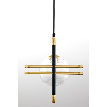 Jupiter 2030 - Luster na sajli FIORI 3xG9/10W/230V crno/zlatna/prozirna