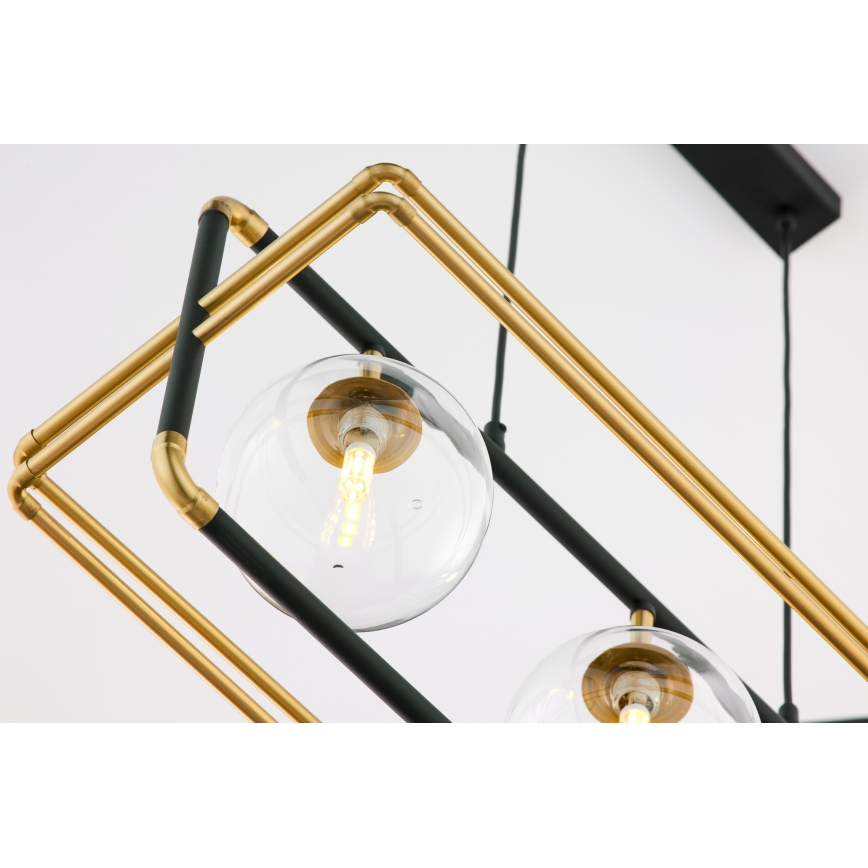 Jupiter 2030 - Luster na sajli FIORI 3xG9/10W/230V crno/zlatna/prozirna