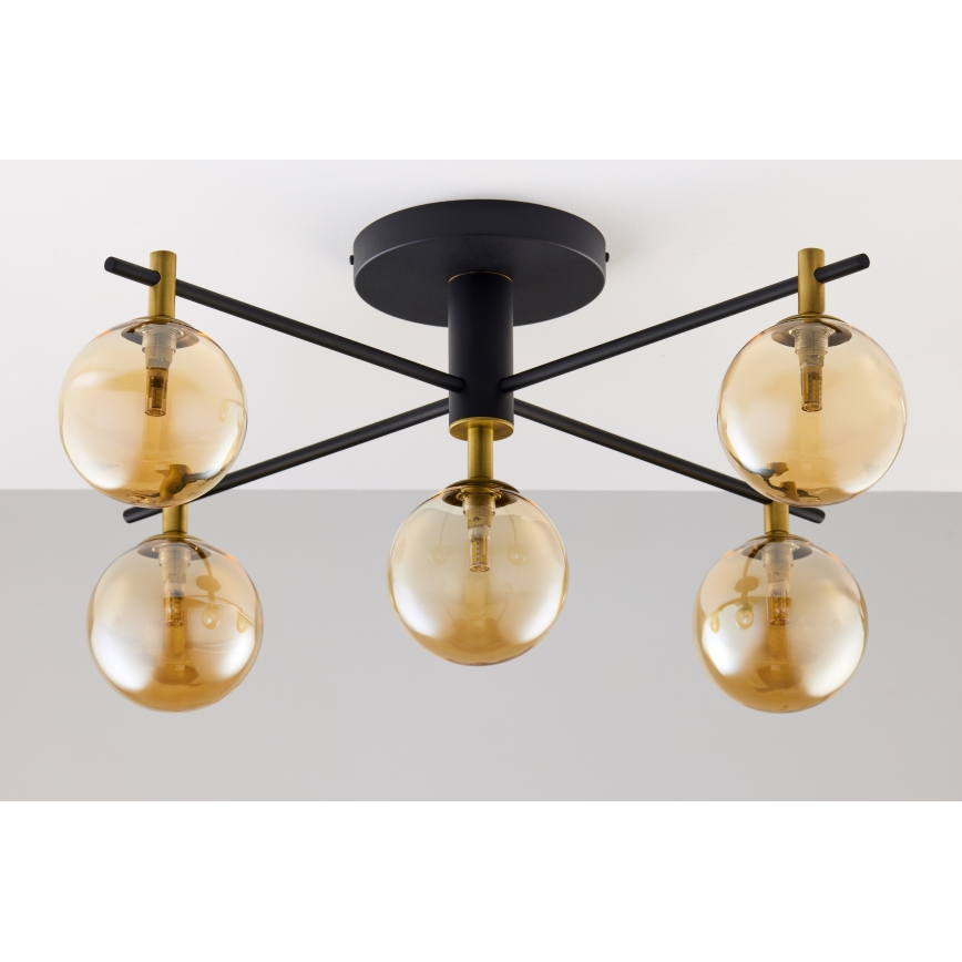 Jupiter 2032 - Nadgradni luster FIGARO 5xG9/10W/230V crno/zlatna/bež