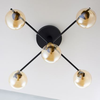 Jupiter 2032 - Nadgradni luster FIGARO 5xG9/10W/230V crno/zlatna/bež