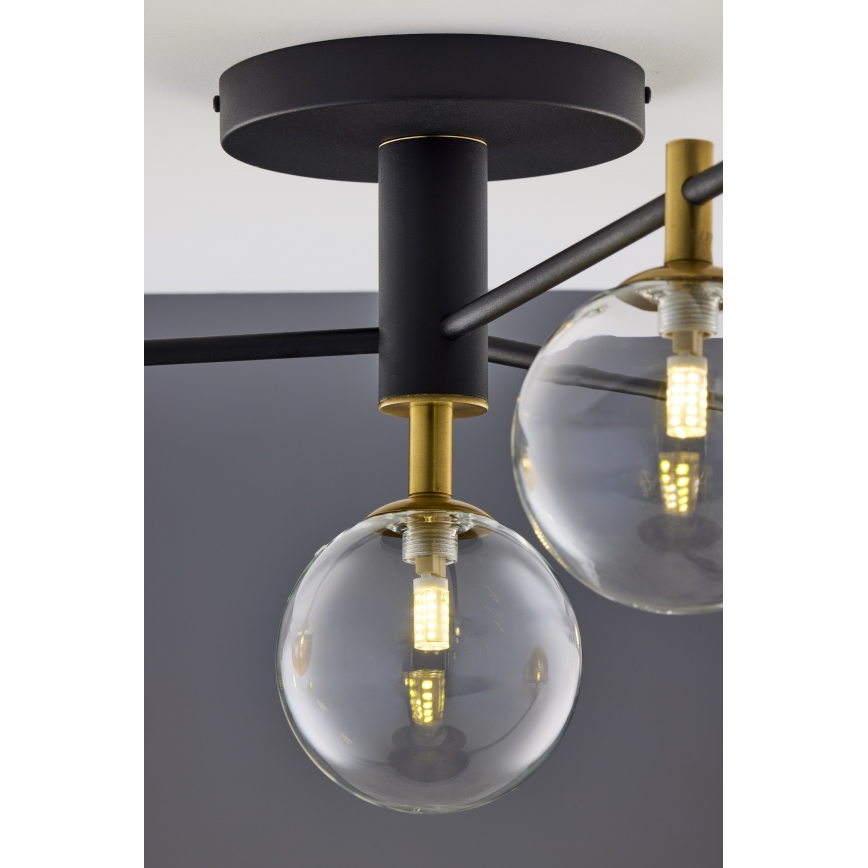 Jupiter 2034 - Nadgradni luster FIGARO 4xG9/10W/230V crno/zlatna/bež/prozirna