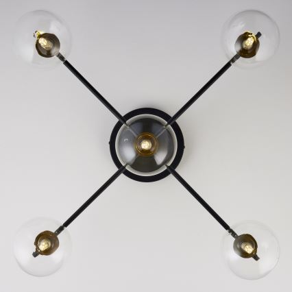 Jupiter 2035 - Nadgradni luster FIGARO 5xG9/10W/230V crno/zlatna/bež/prozirna