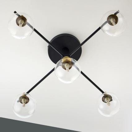 Jupiter 2035 - Nadgradni luster FIGARO 5xG9/10W/230V crno/zlatna/bež/prozirna