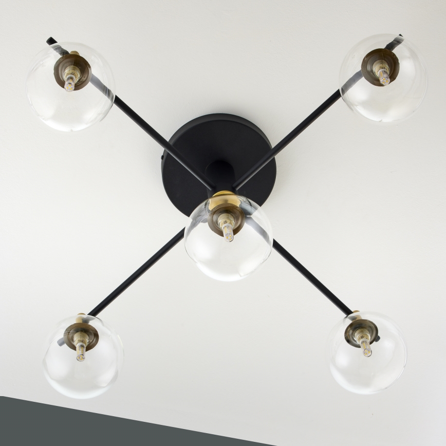 Jupiter 2035 - Nadgradni luster FIGARO 5xG9/10W/230V crno/zlatna/bež/prozirna