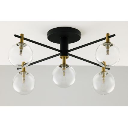 Jupiter 2035 - Nadgradni luster FIGARO 5xG9/10W/230V crno/zlatna/bež/prozirna